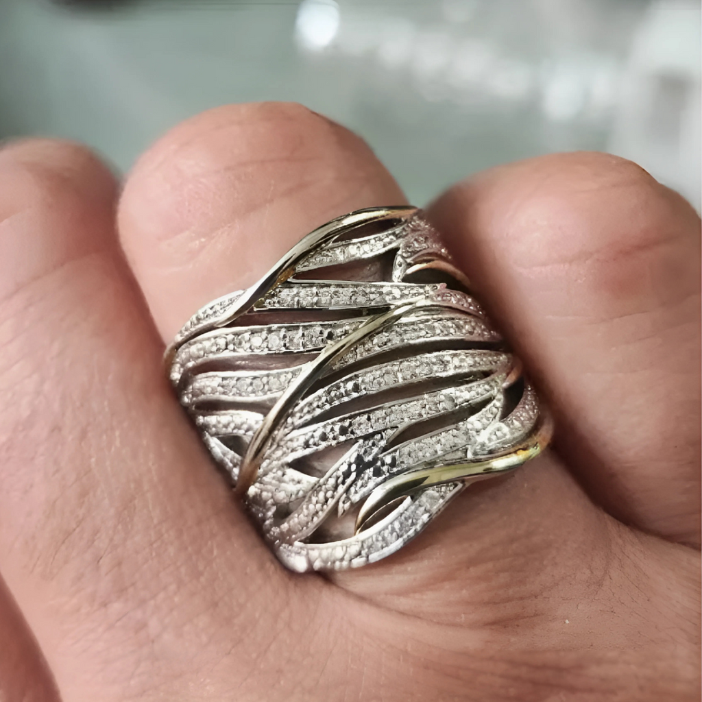 Gold Twisted Ring for Women - Dainty Multilayer Design 0