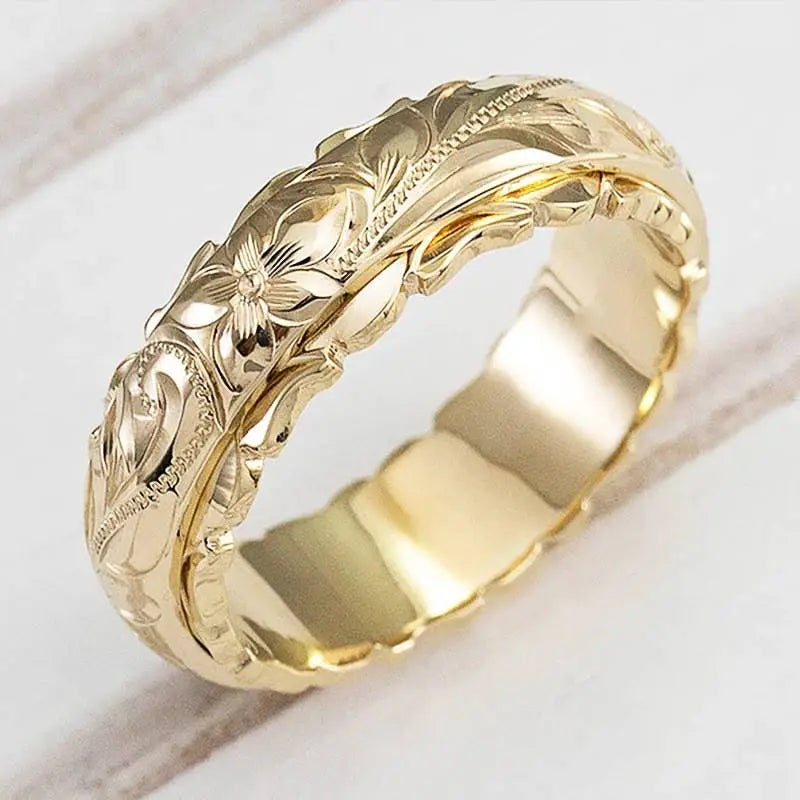 Gold Vintage Flower Ring - Elegant Floral Design for Women - Perfect Everyday Accessory 0