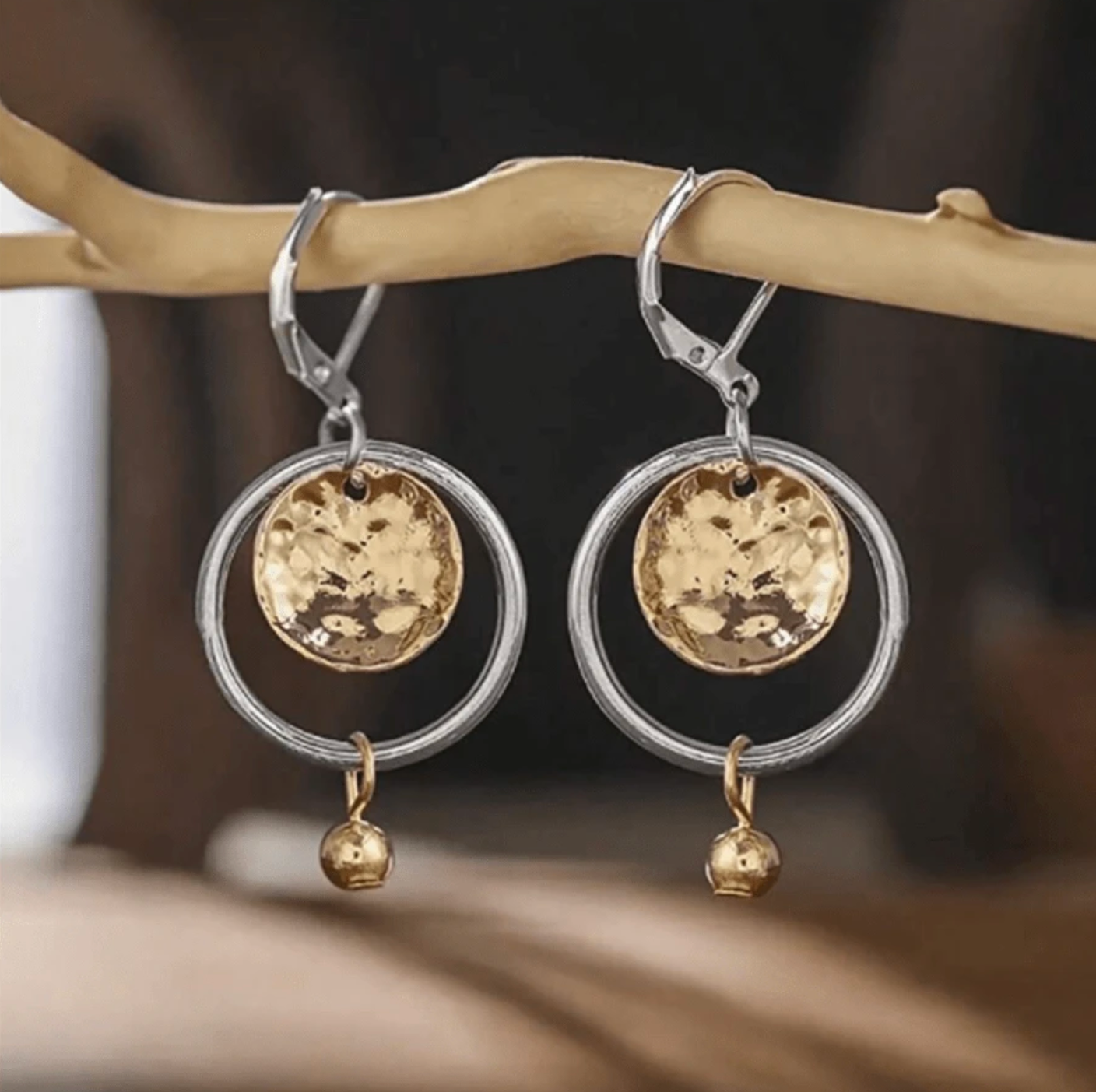 Gold Vintage Hollow Round Pendant Earrings for Women 0