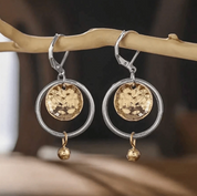 Gold Vintage Hollow Round Pendant Earrings for Women 0