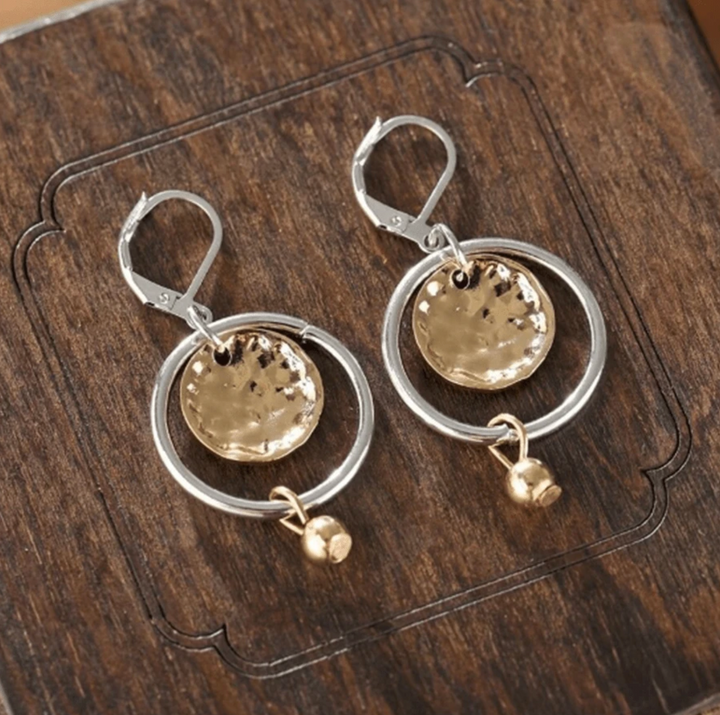 Gold Vintage Hollow Round Pendant Earrings for Women 1