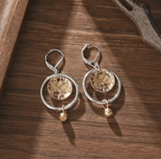 Gold Vintage Hollow Round Pendant Earrings for Women 2