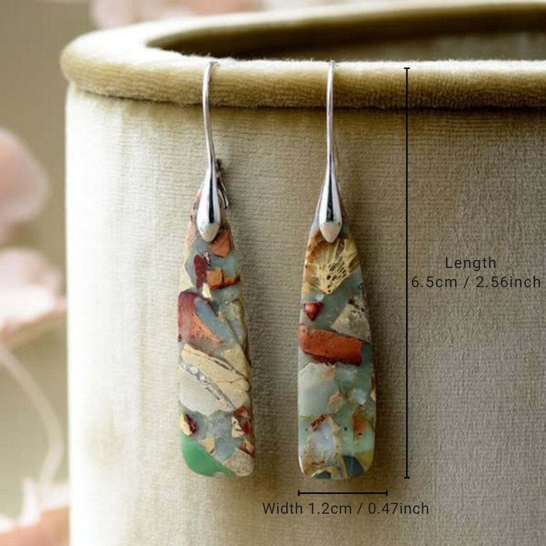 Gold Vintage Natural Stone Earrings for Women - Elegant Everyday Jewelry 2