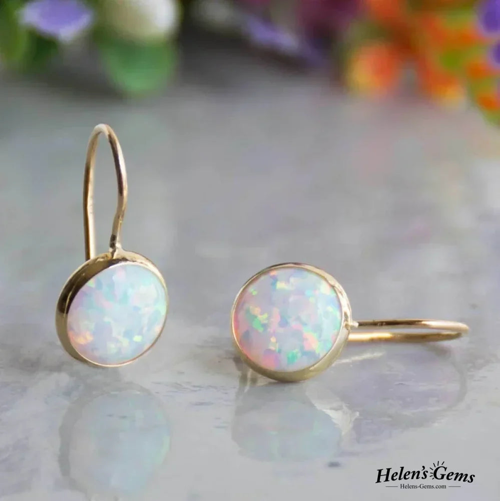 Gold Vintage Opal Earrings - Elegant Dainty Design for Women, Perfect for Special Occasions 0