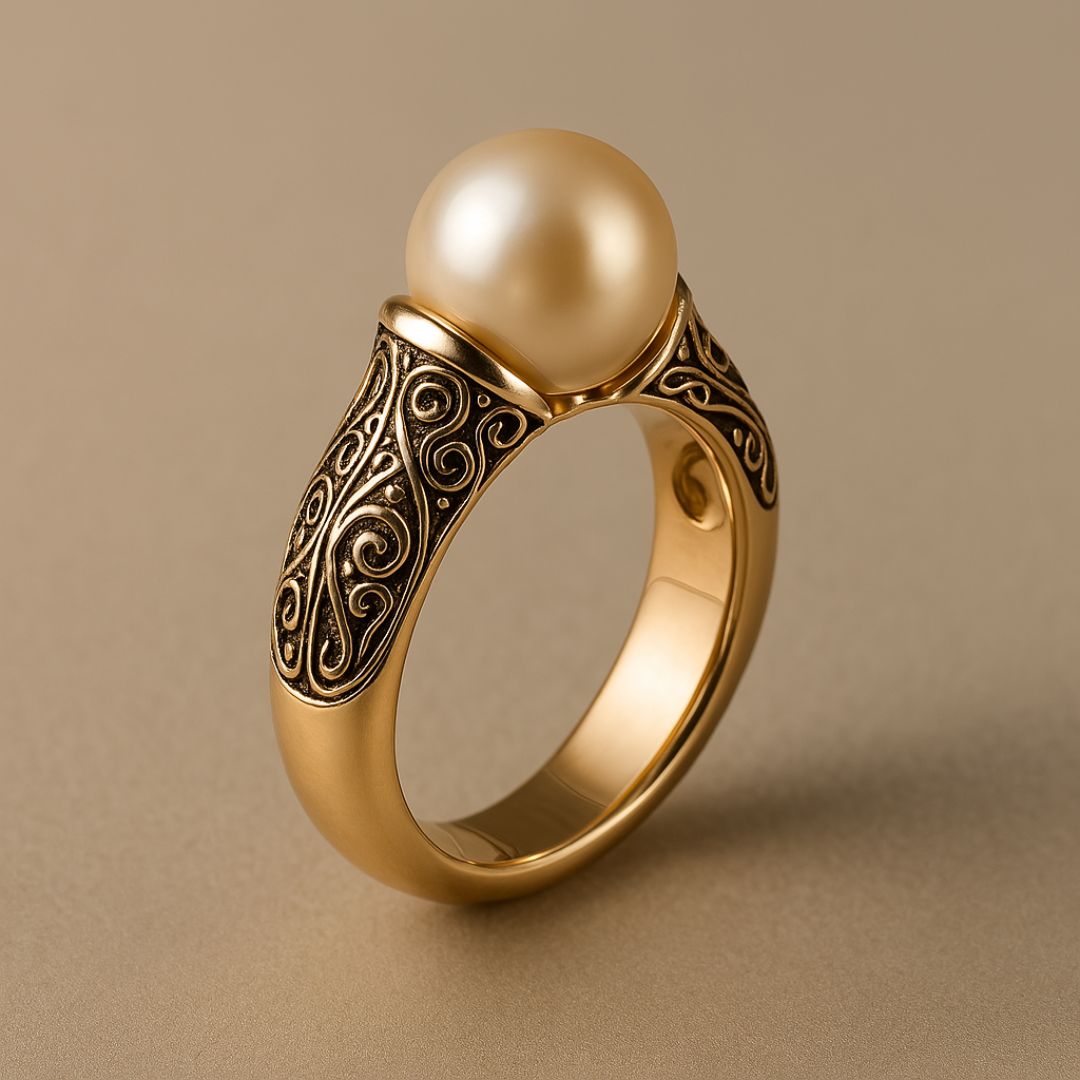 Gold Vintage Pearl Ring - Elegant Statement Jewelry for Women 1