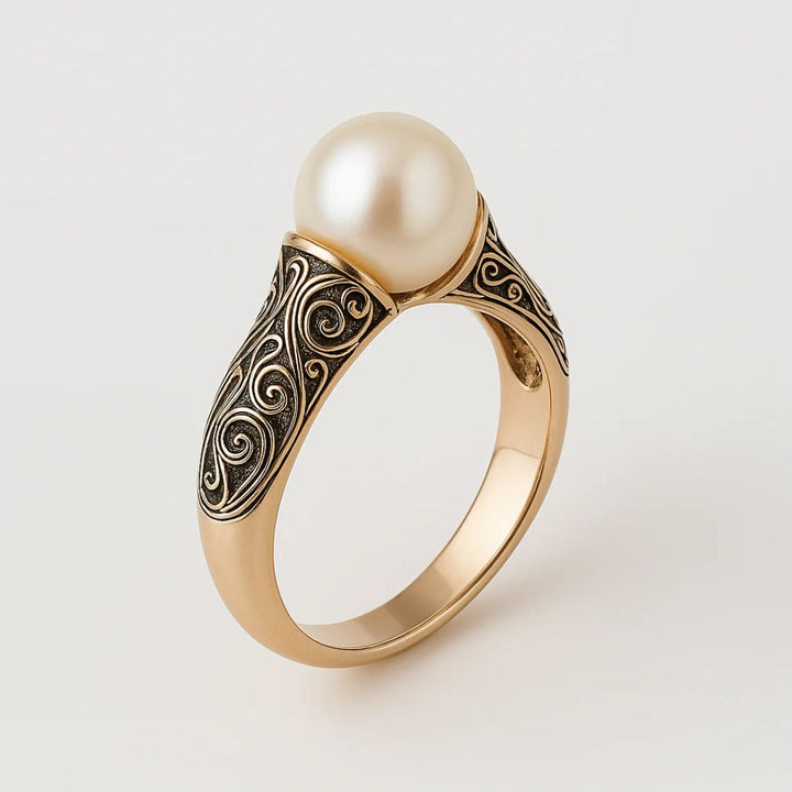 Gold Vintage Pearl Ring - Elegant Statement Jewelry for Women 2