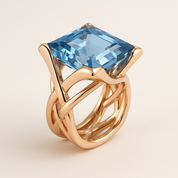 Gold Vintage Ring with Blue Crystal for Women - Elegant Statement Jewelry for Everyday Wear 1