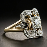 Gold Vintage Ring with Crystal for Women 0