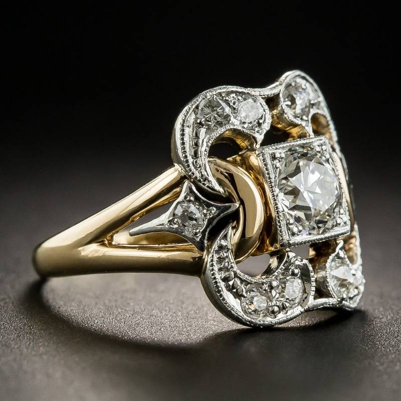 Gold Vintage Ring with Crystal for Women 0