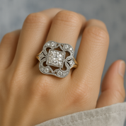 Gold Vintage Ring with Crystal for Women 2