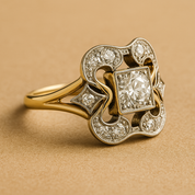Gold Vintage Ring with Crystal for Women 3