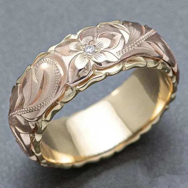 Gold Vintage Rose Flower Ring - Elegant Floral Design for Women - Perfect Everyday Accessory 0
