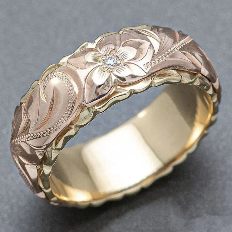 Gold Vintage Rose Flower Ring - Elegant Floral Design for Women, Perfect for Everyday Wear and Special Occasions 0