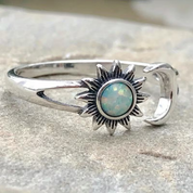 Gold Vintage Sun & Moon Opal Ring - Celestial Charm for Women, Dainty Everyday Jewelry 0