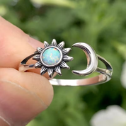 Gold Vintage Sun & Moon Opal Ring - Celestial Charm for Women, Dainty Everyday Jewelry 1