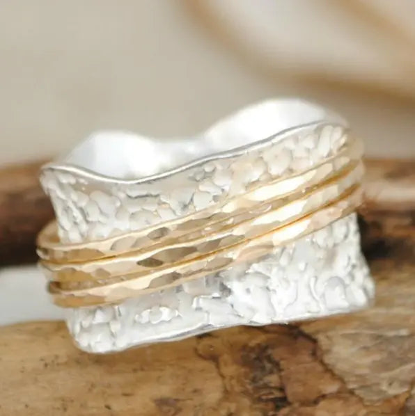 Gold and Silver Vintage Spinner Ring for Women 0
