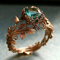 Green Crystal Ring for Women - Dainty Nature-Inspired Design 0