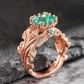 Green Crystal Ring for Women - Dainty Nature-Inspired Design 0