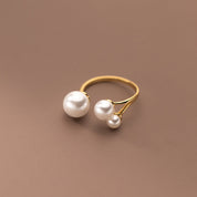 Silver Adjustable Pearl Ring for Women - Dainty Design 1