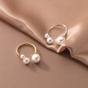 Silver Adjustable Pearl Ring for Women - Dainty Design 2