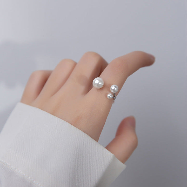 Silver Adjustable Pearl Ring for Women - Dainty Design 3