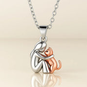 Silver Cat Embrace Necklace for Women 2