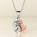 Silver Cat Embrace Necklace for Women 2