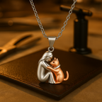 Silver Cat Embrace Necklace for Women 3