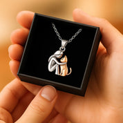 Silver Cat Embrace Necklace for Women 4