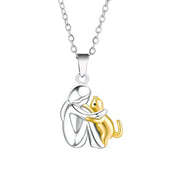 Silver Cat Embrace Necklace for Women 5