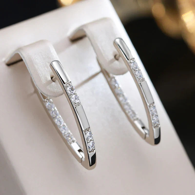 Silver Crystal Earrings for Women - Elegant Style 0