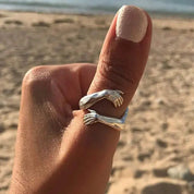 Silver Dainty Adjustable Hug Ring for Women - Minimalist Everyday Jewelry 0