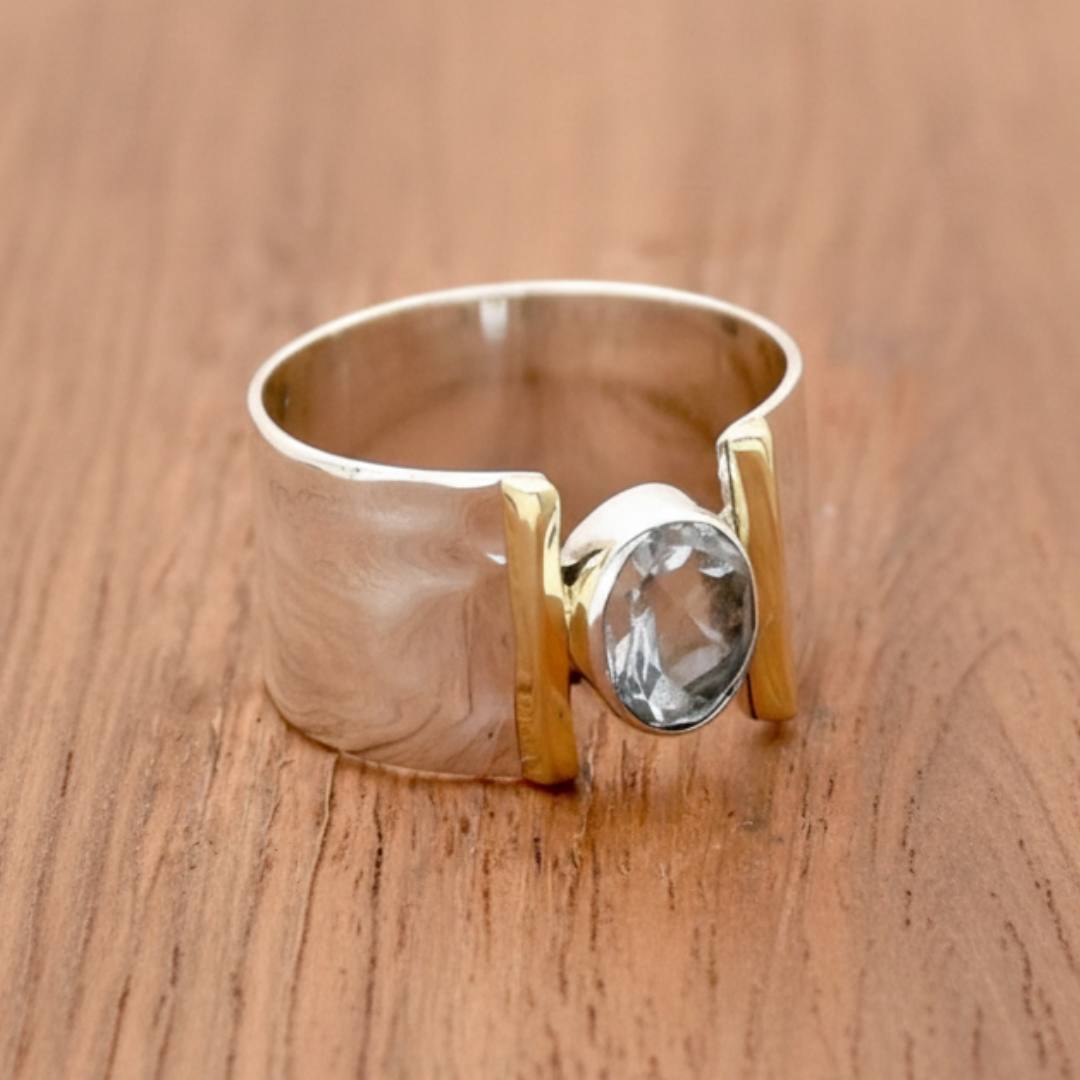 Silver Dainty Gemstone Ring with Blue Stone - Elegant Accessory for Women 0