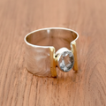 Silver Dainty Gemstone Ring with Blue Stone - Elegant Accessory for Women 0