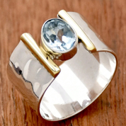 Silver Dainty Gemstone Ring with Blue Stone - Elegant Accessory for Women 2