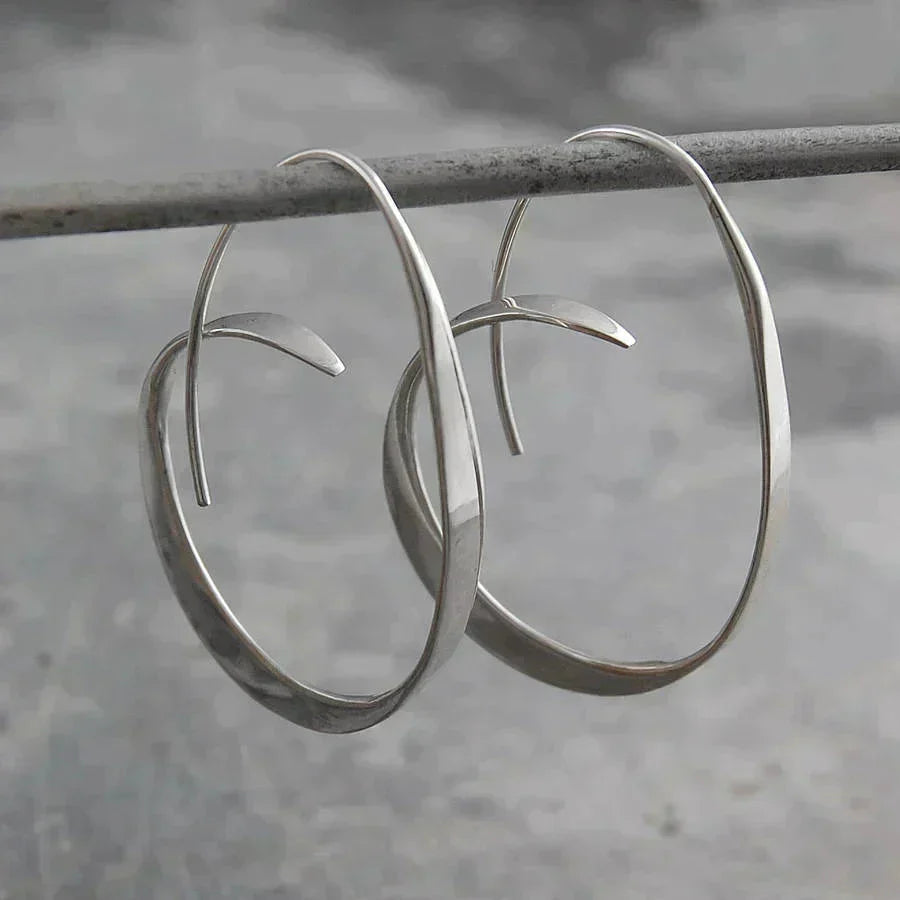 Silver Dainty Spiral Earrings for Women - Minimalist Style for Everyday Wear 1