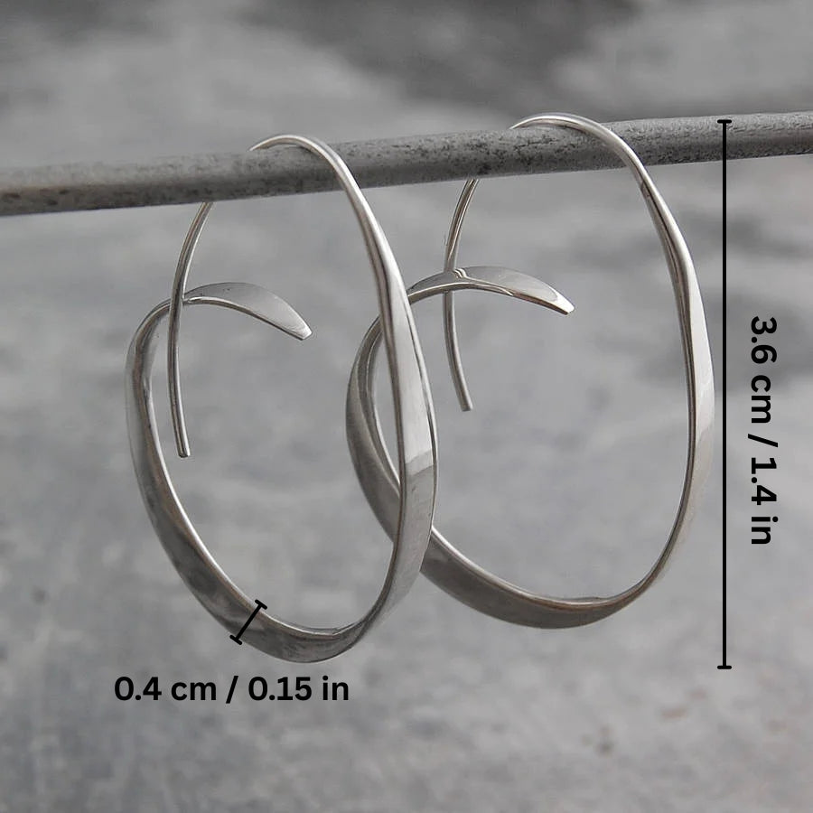 Silver Dainty Spiral Earrings for Women - Minimalist Style for Everyday Wear 2