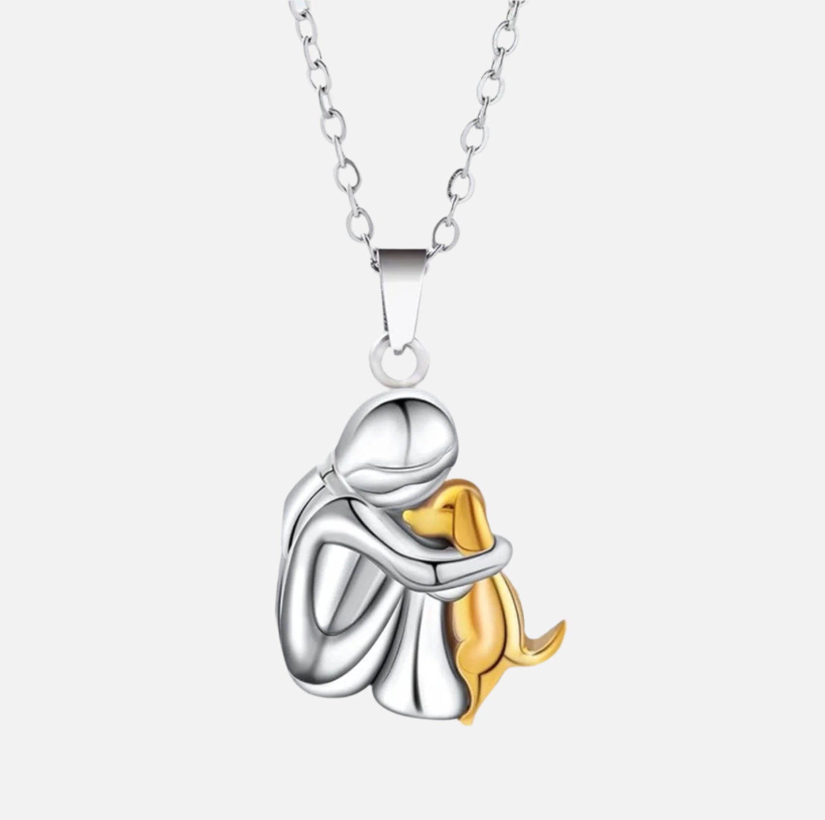 Silver Dog Embrace Necklace for Women 0