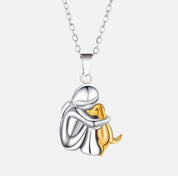 Silver Dog Embrace Necklace for Women 0