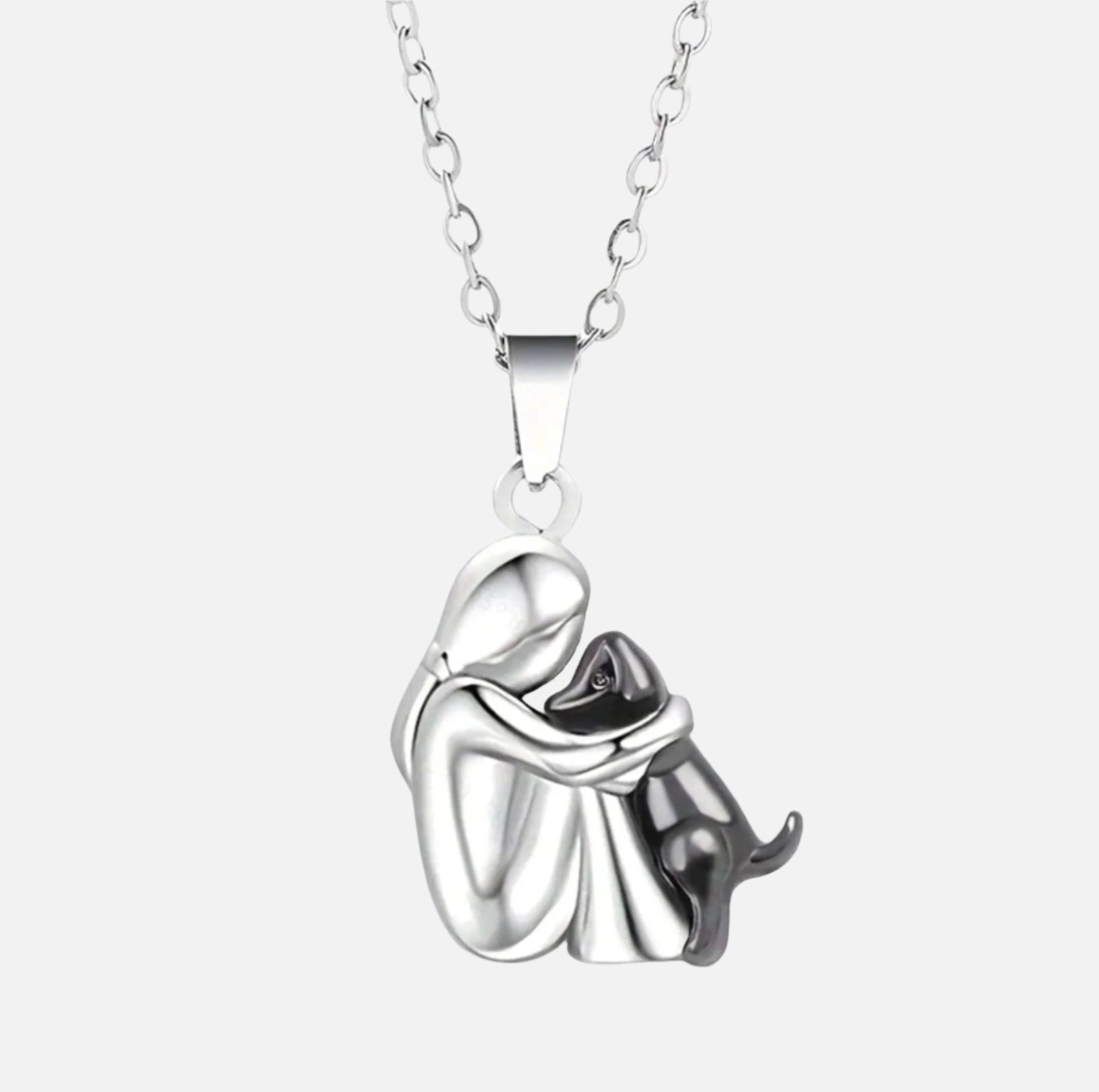 Silver Dog Embrace Necklace for Women 1