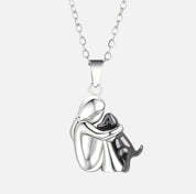 Silver Dog Embrace Necklace for Women 1