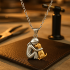 Silver Dog Embrace Necklace for Women 2