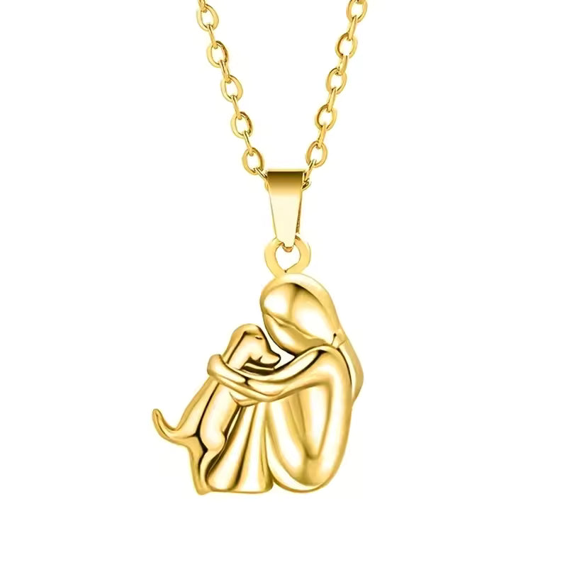 Silver Dog Embrace Necklace for Women 4