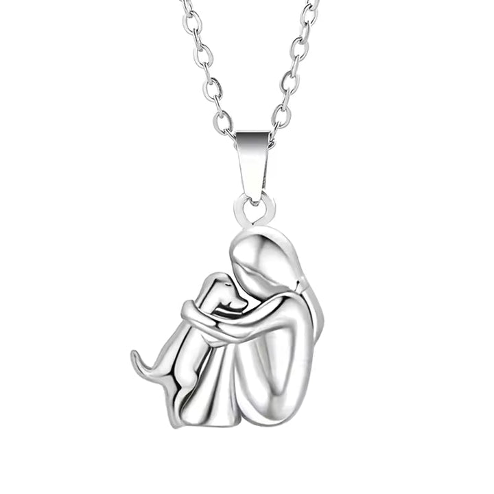 Silver Dog Embrace Necklace for Women 5