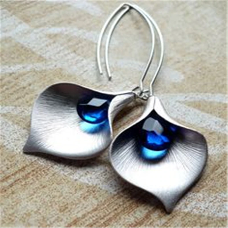 Silver Earrings with Blue Stone for Women 0
