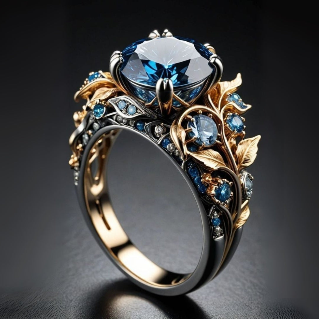 Silver Flower Ring with Blue Crystal Accent for Women – Elegant Floral Design for Everyday Wear 0