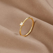 Silver Heart Ring with Crystal Accent - Minimalist Everyday Jewelry for Women 0