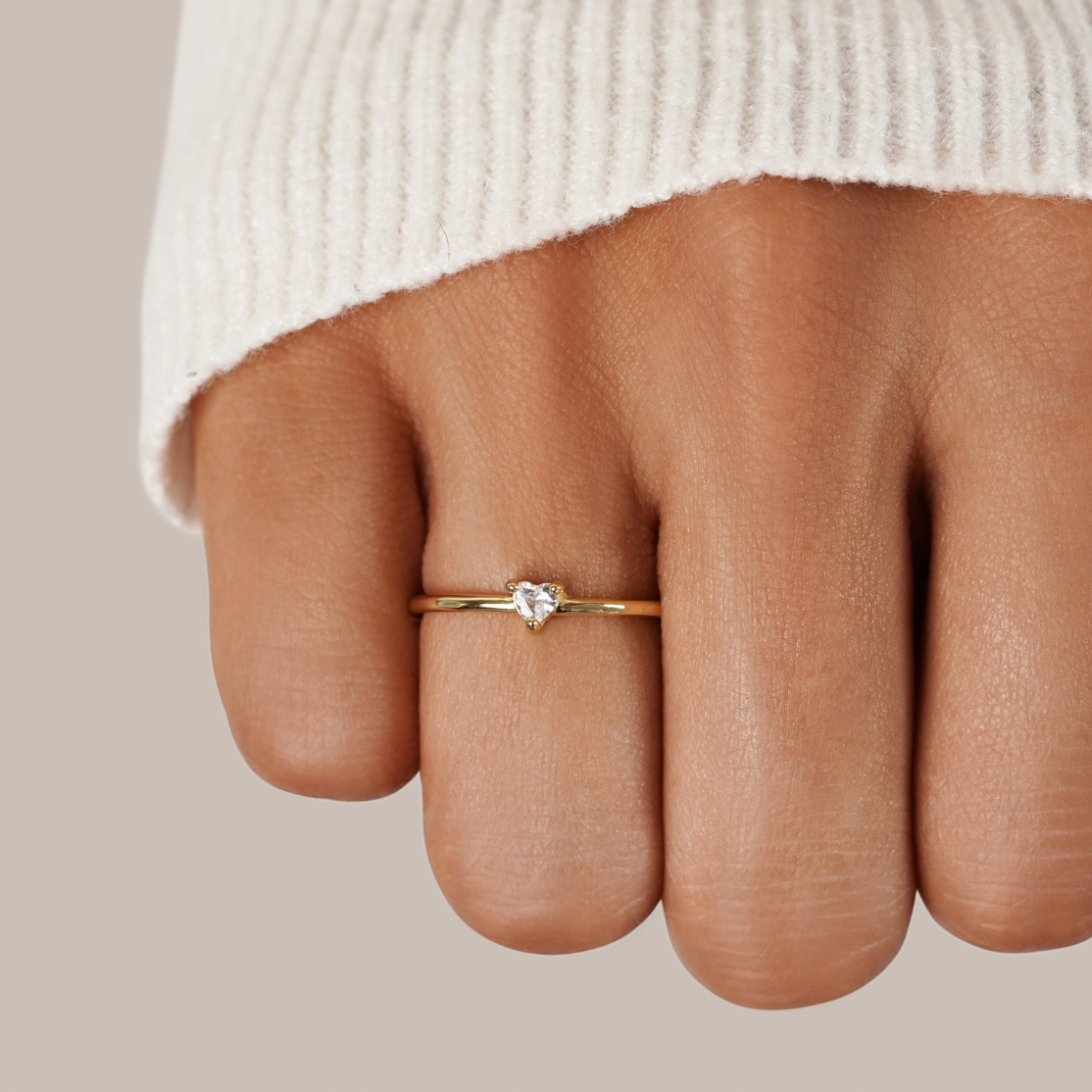 Silver Heart Ring with Crystal Accent - Minimalist Everyday Jewelry for Women 1