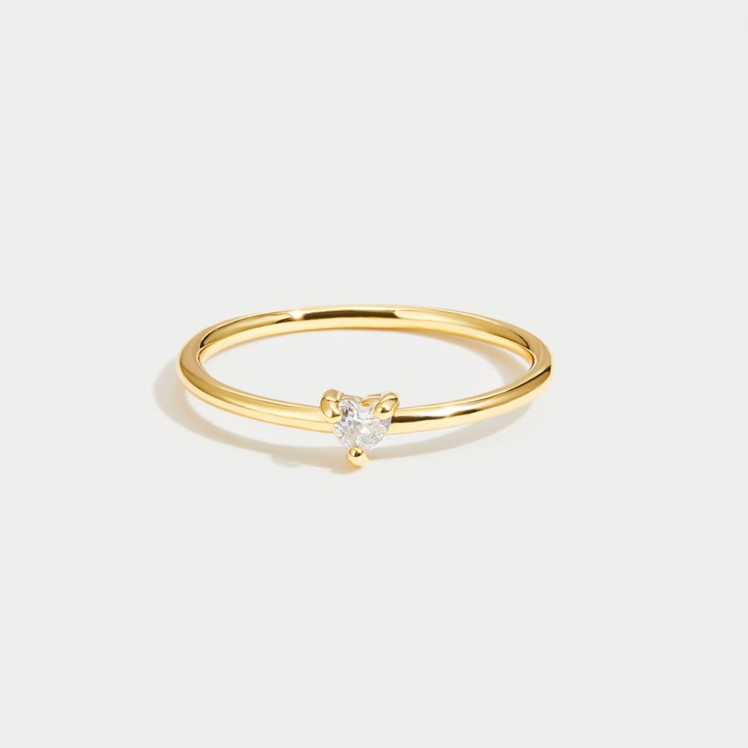 Silver Heart Ring with Crystal Accent - Minimalist Everyday Jewelry for Women 3