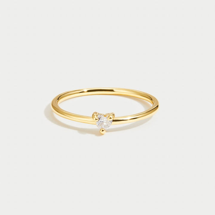 Silver Heart Ring with Crystal Accent - Minimalist Everyday Jewelry for Women 3